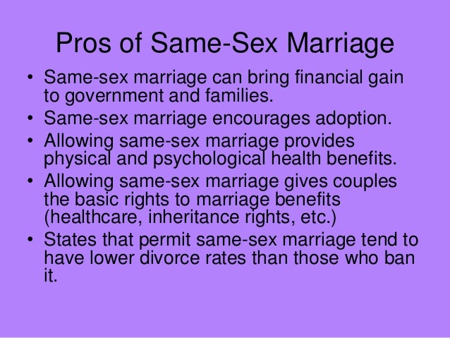 sex pro or marriage con same